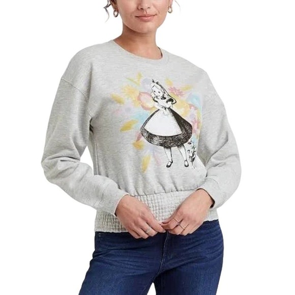 Women's Large Disney Alice and Wonderland Graphic Sweatshirt - Heather Gray - Picture 2 of 7
